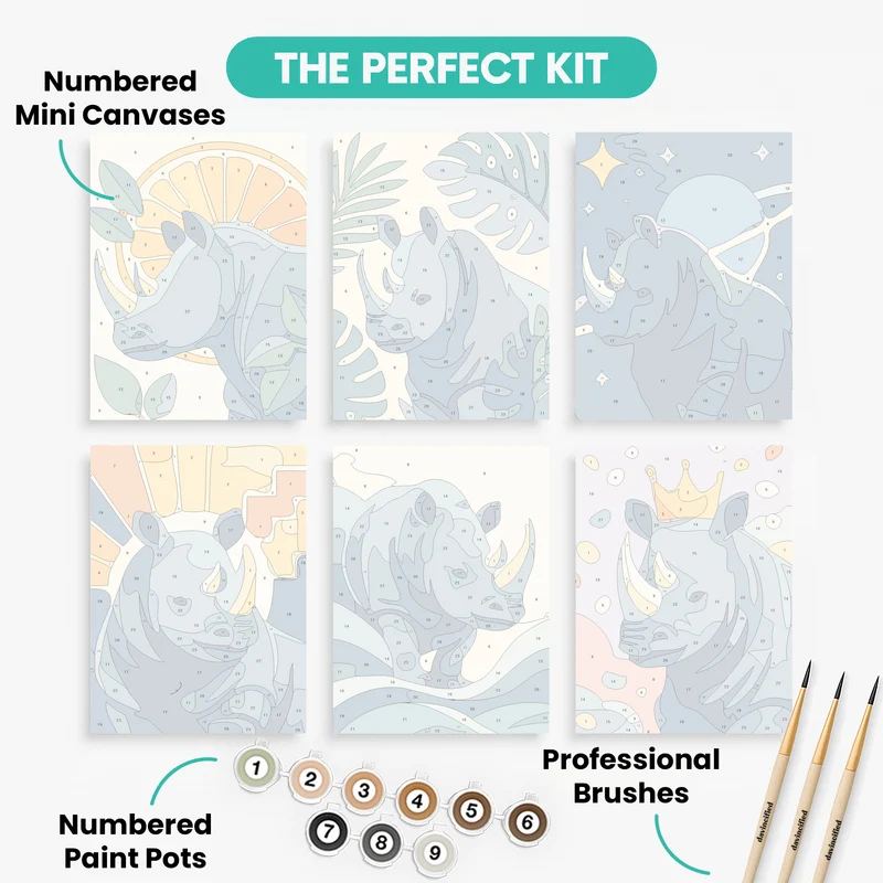 Rhinoceros - Mini Paint by Numbers Set