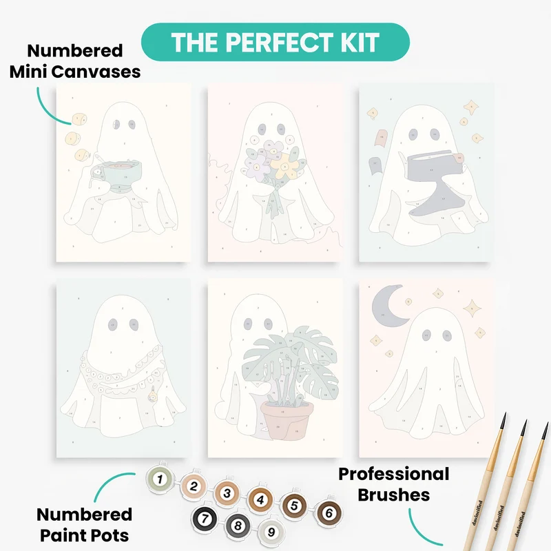 Friendly Ghosts - Mini Paint by Numbers Set