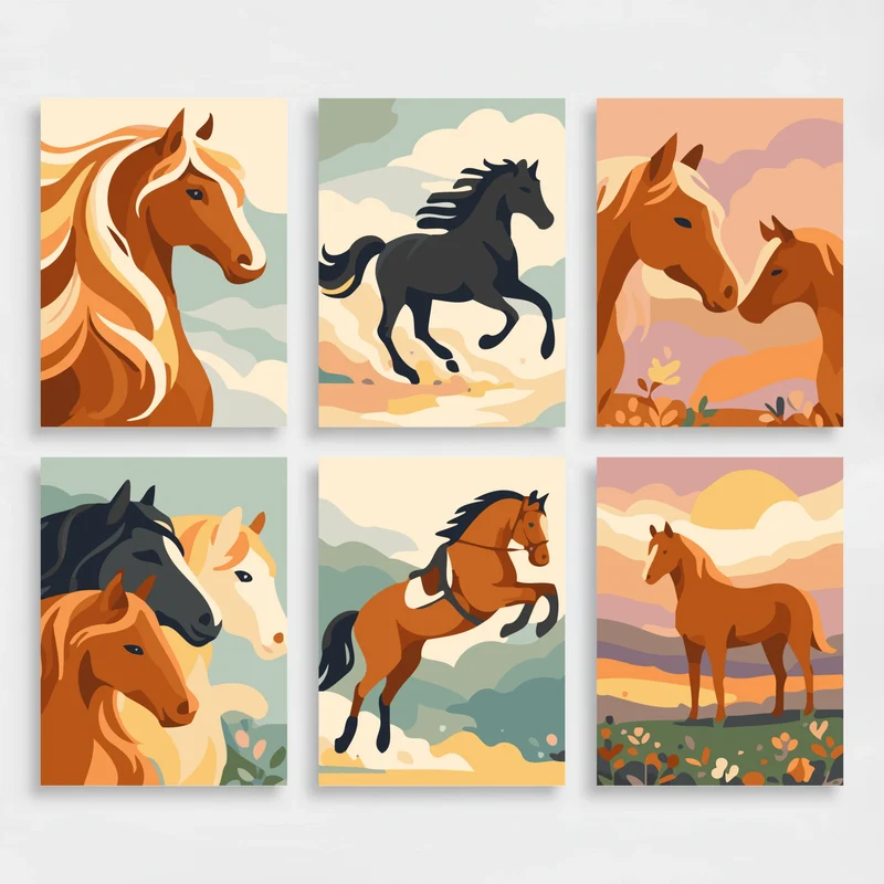 Majestic Horses - Mini Paint by Numbers Set