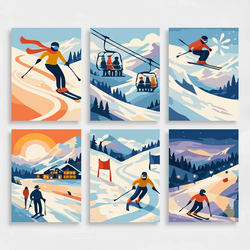 Skiing - Mini Paint by Numbers Set