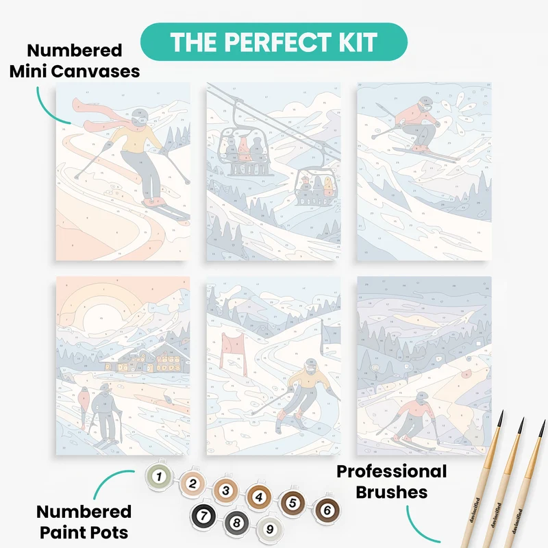 Skiing - Mini Paint by Numbers Set