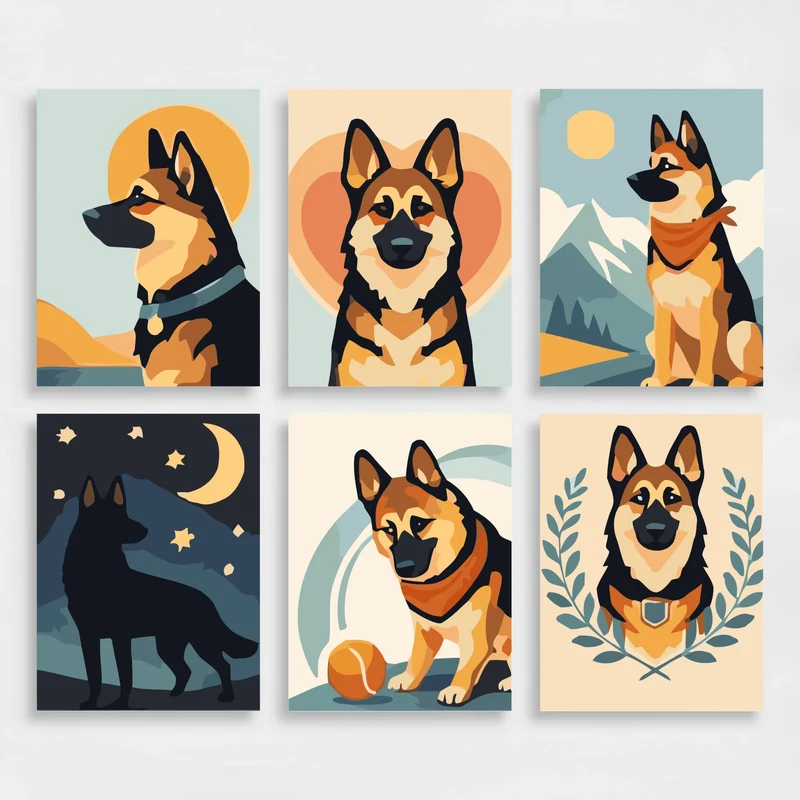 German Shepherd Gallery - Mini Paint by Numbers Set