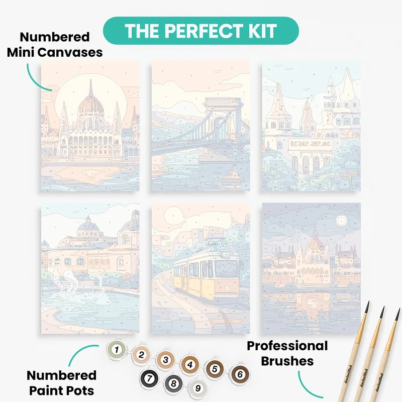 Budapest Landmarks - Mini Paint by Numbers Set