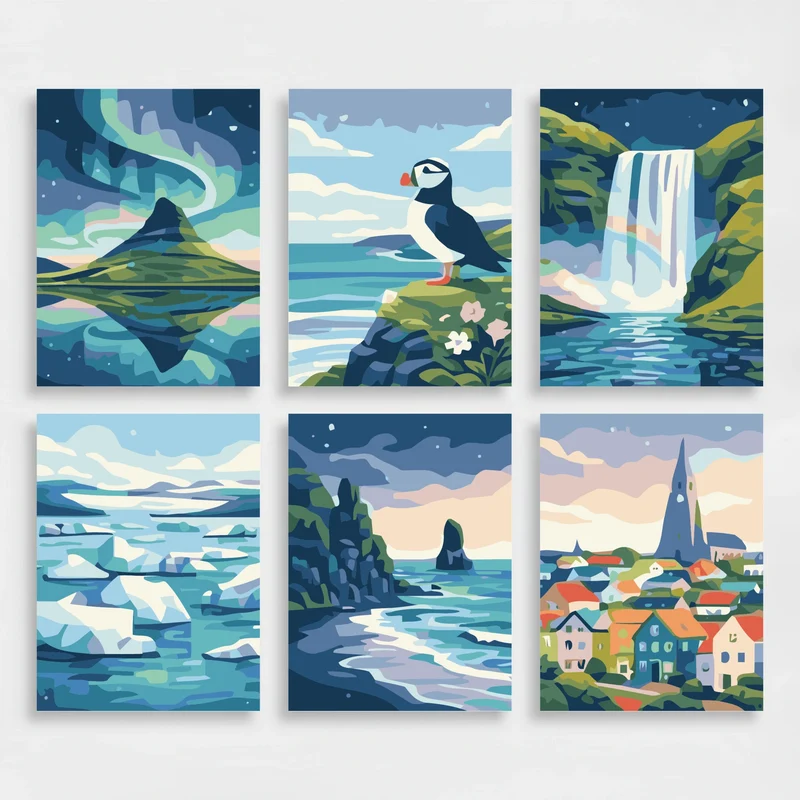 Iceland Wonders - Mini Paint by Numbers Set