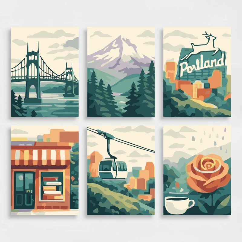 Portland - Mini Paint by Numbers Set