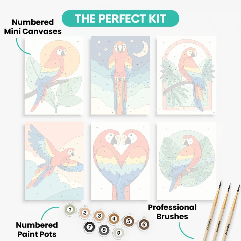 Macaws - Mini Paint by Numbers Set