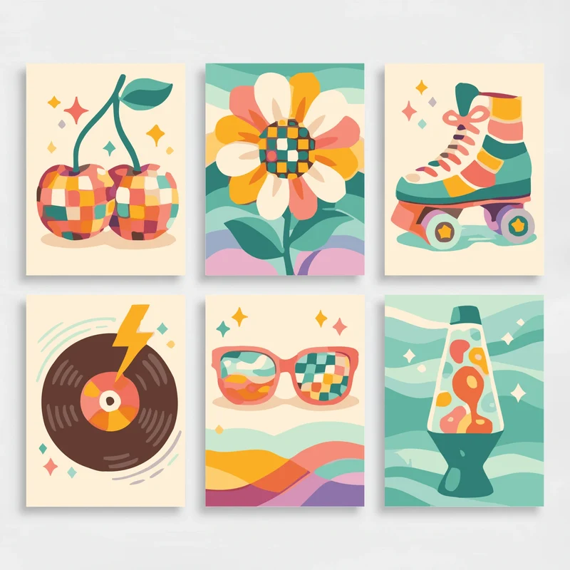 Groovy Retro - Mini Paint by Numbers Set