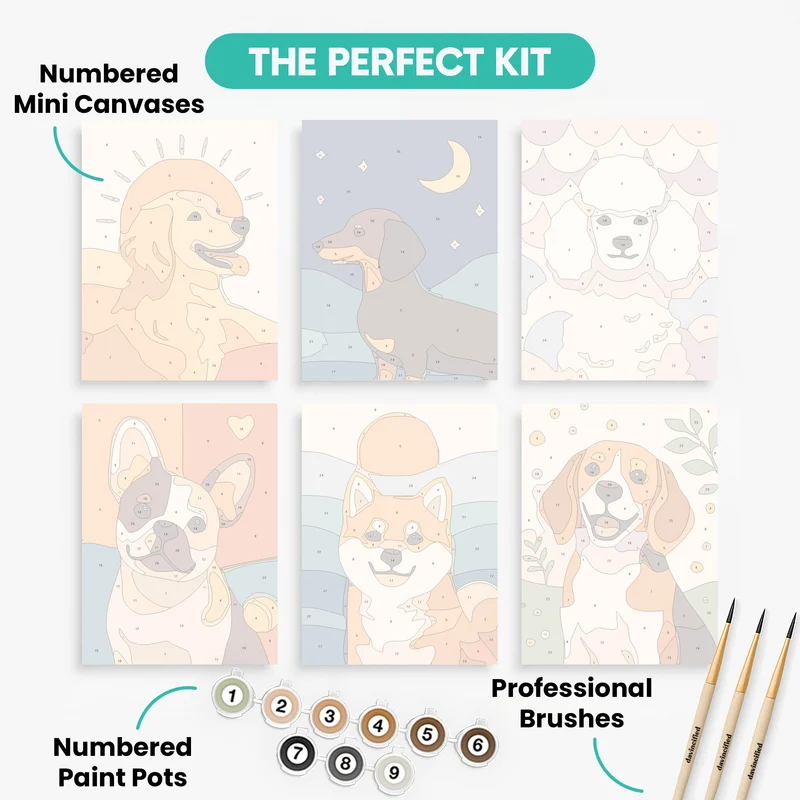 Paw-fect Pups - Mini Paint by Numbers Set