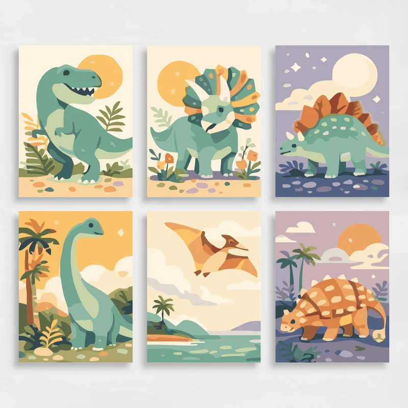 Dinosaurs - Mini Paint by Numbers Set