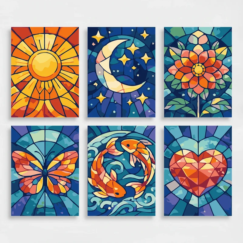 Stained Glass - Mini Paint by Numbers Set