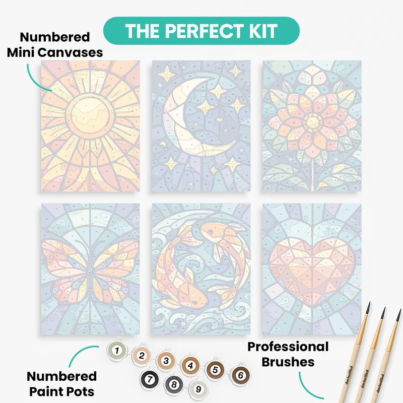 Stained Glass - Mini Paint by Numbers Set