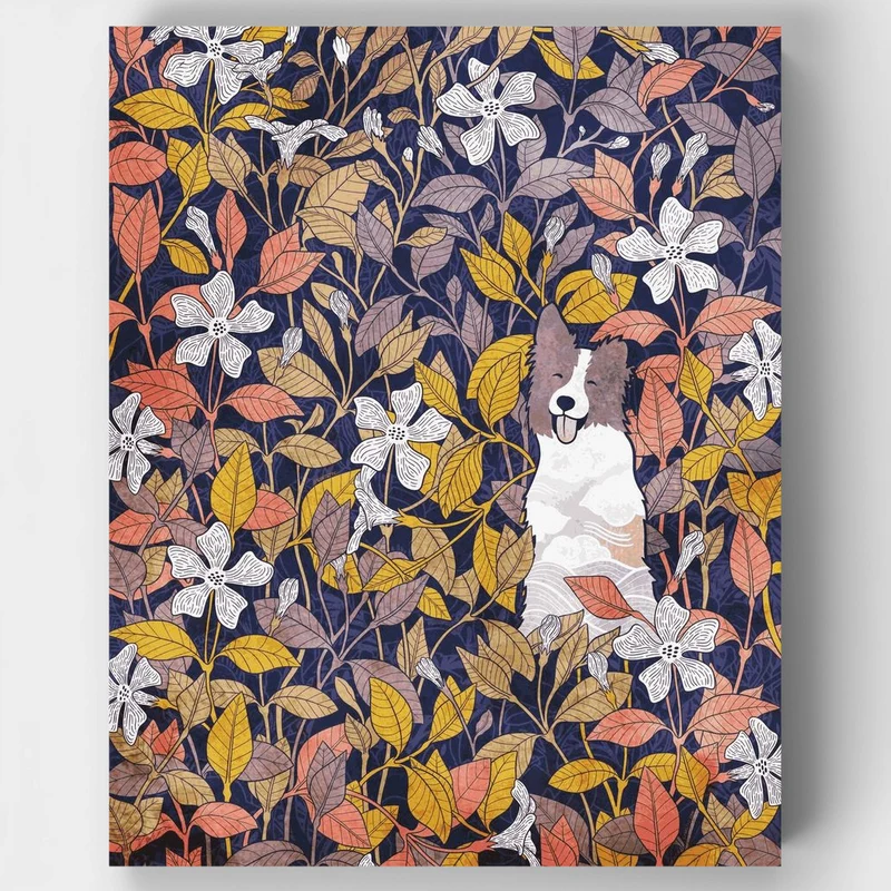 "Border Collie and Flowers" Paint by Numbers Kit