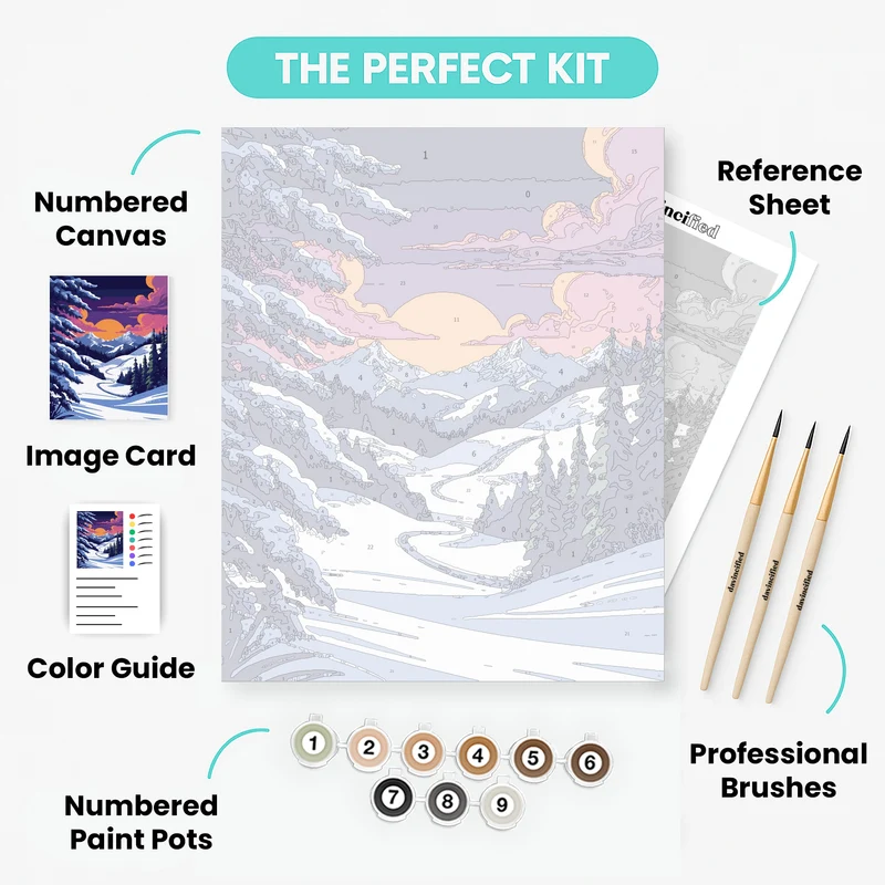 Winter Mountain Sunset - Paint by Numbers Kit