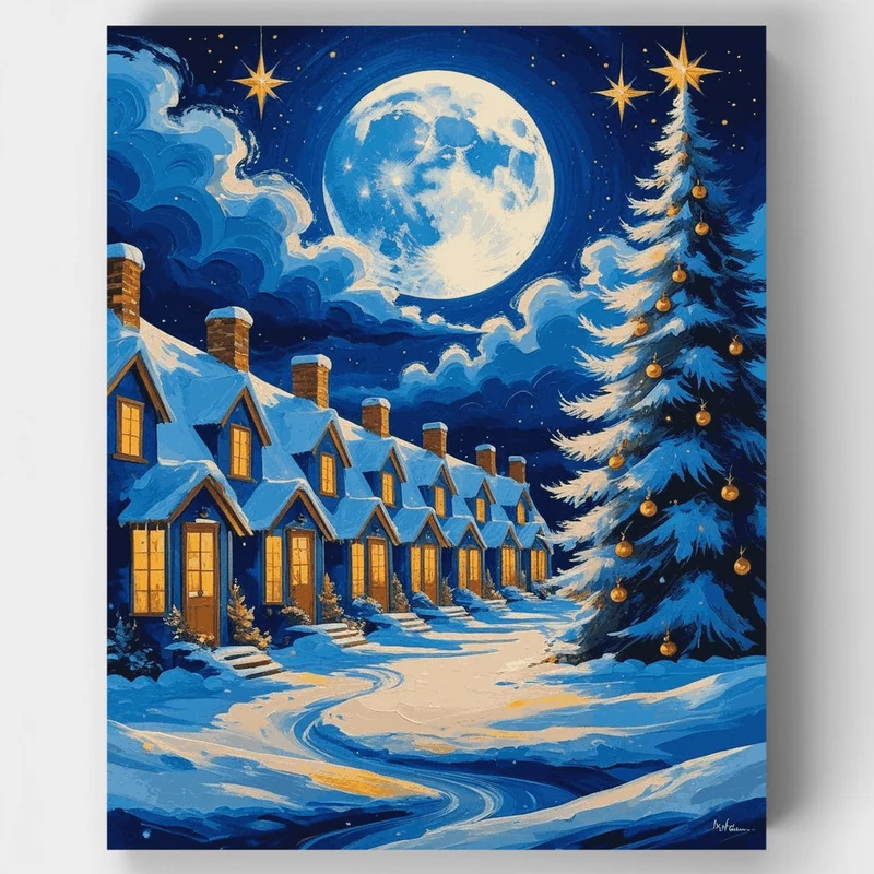 Winter Night Village - Paint by Numbers Kit