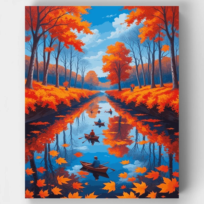 Autumn River Rowing - Paint by Numbers Kit