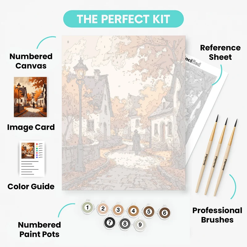 Autumn Village Stroll - Paint by Numbers Kit