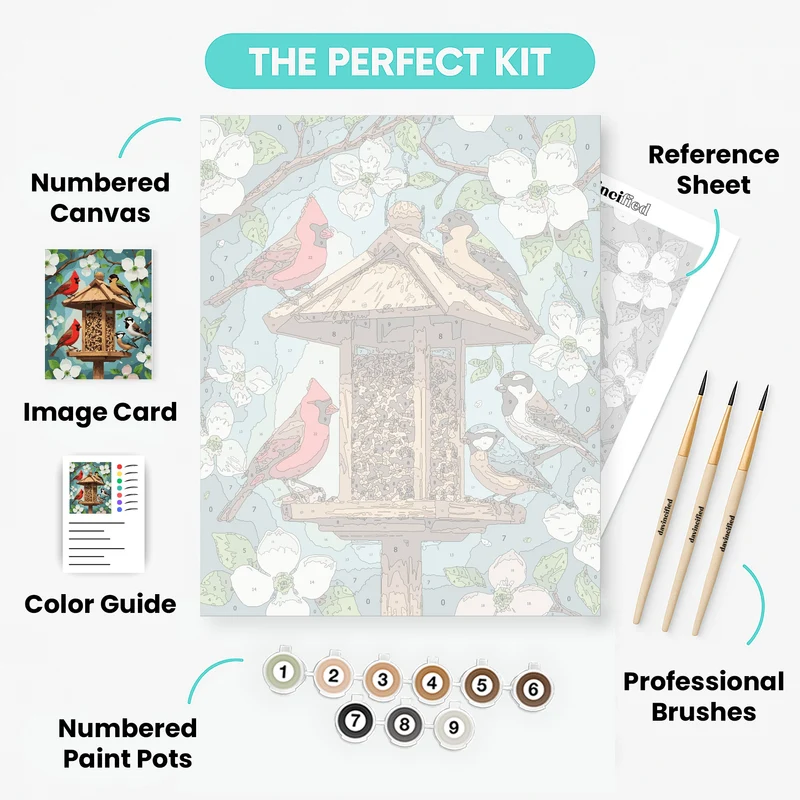 Birds at the Feeder - Paint by Numbers Kit