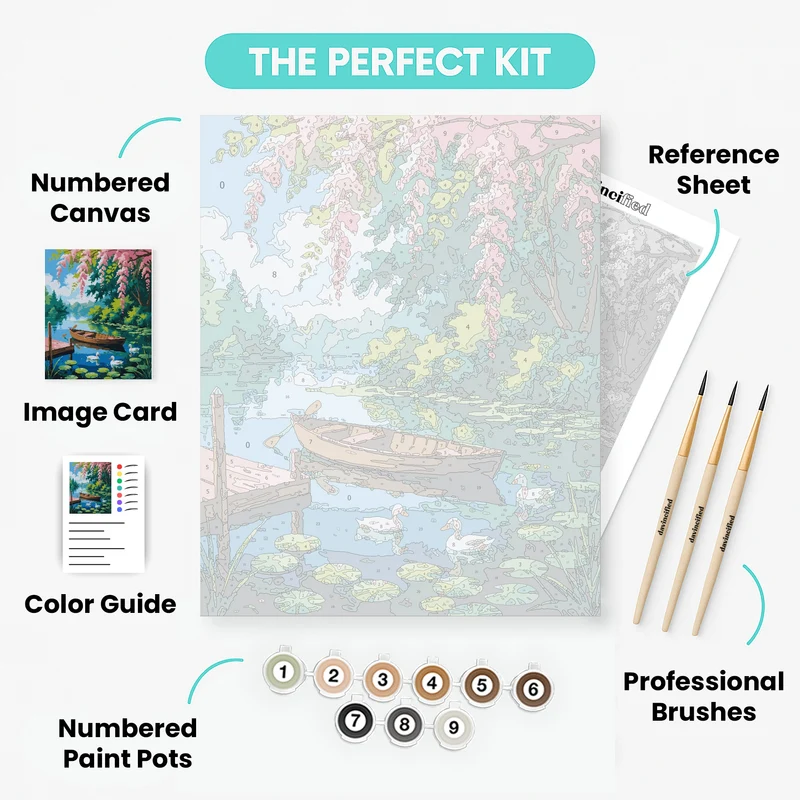 Serene Lake with Cherry Blossoms - Paint by Numbers Kit