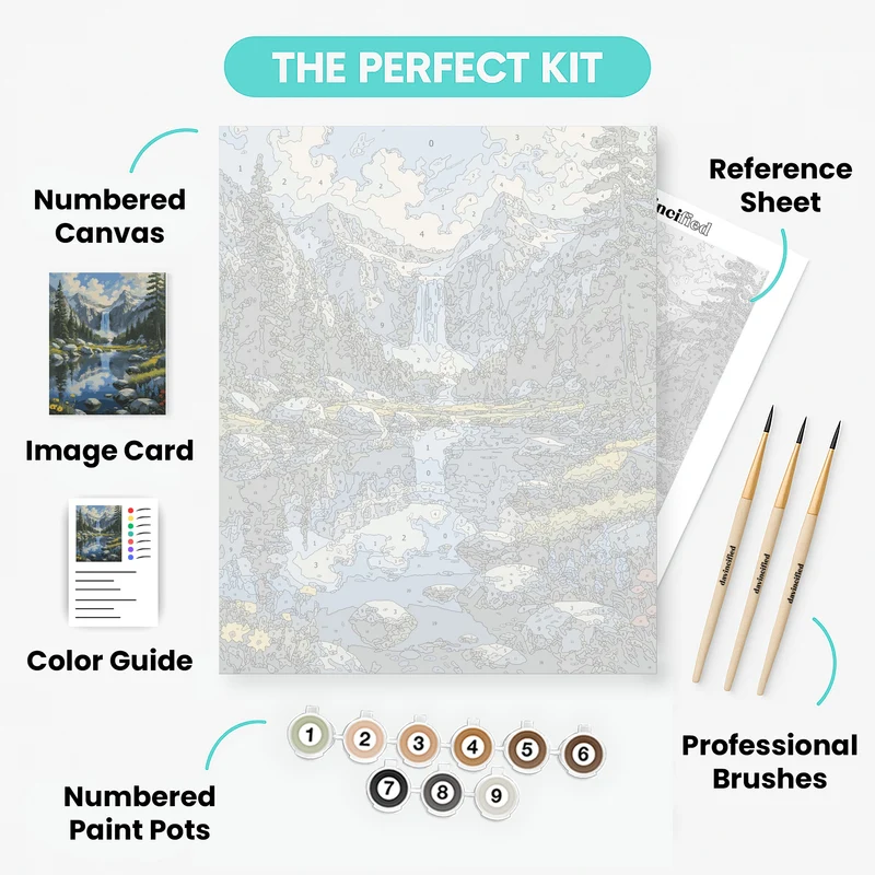 Mountain Waterfall - Paint by Numbers Kit
