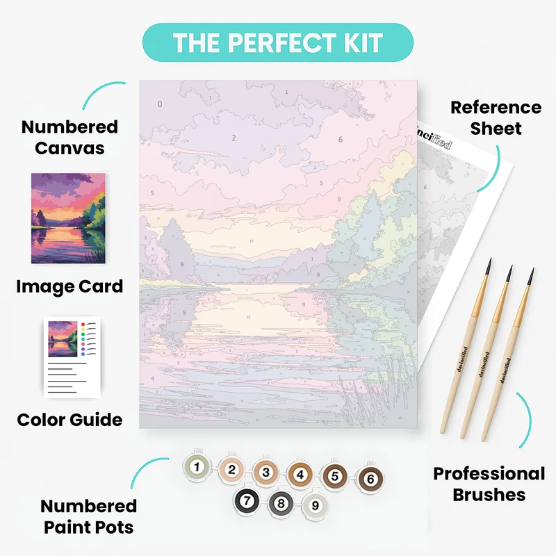 Vibrant Sunset Lake - Paint by Numbers Kit