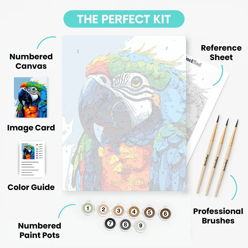 Colorful Macaw Portrait - Paint by Numbers Kit