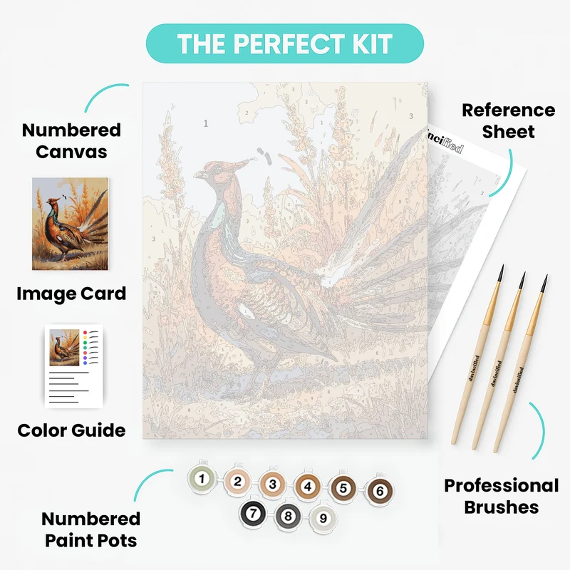 Vibrant Pheasant in Autumn Field - Paint by Numbers Kit