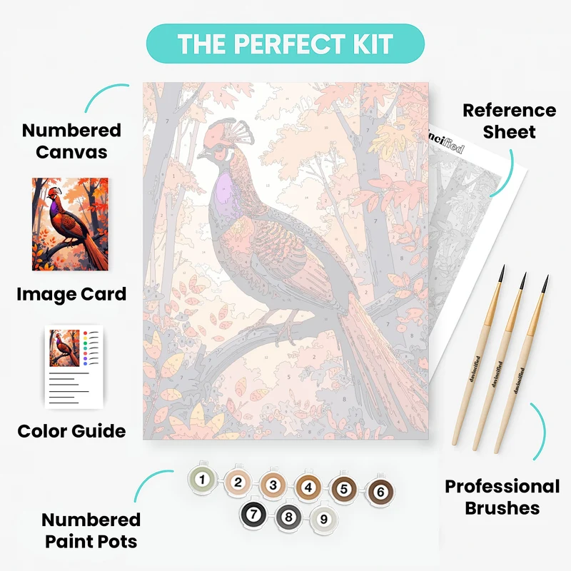 Vibrant Pheasant in Autumn Forest - Paint by Numbers Kit