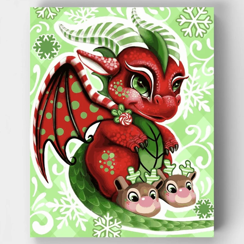 Christmas Slippers Lil Dragon - Paint by Numbers Kit