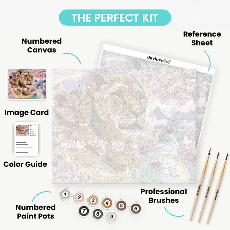 Spring Breeze Lions - Paint by Numbers Kit