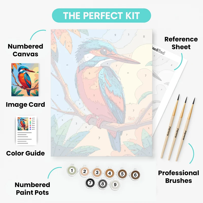 Sunset Kingfisher on Branch - Paint by Numbers Kit