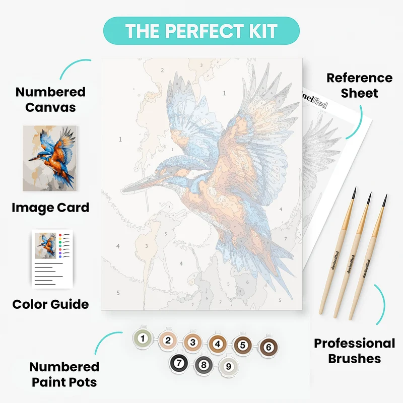 Kingfisher in Flight - Paint by Numbers Kit