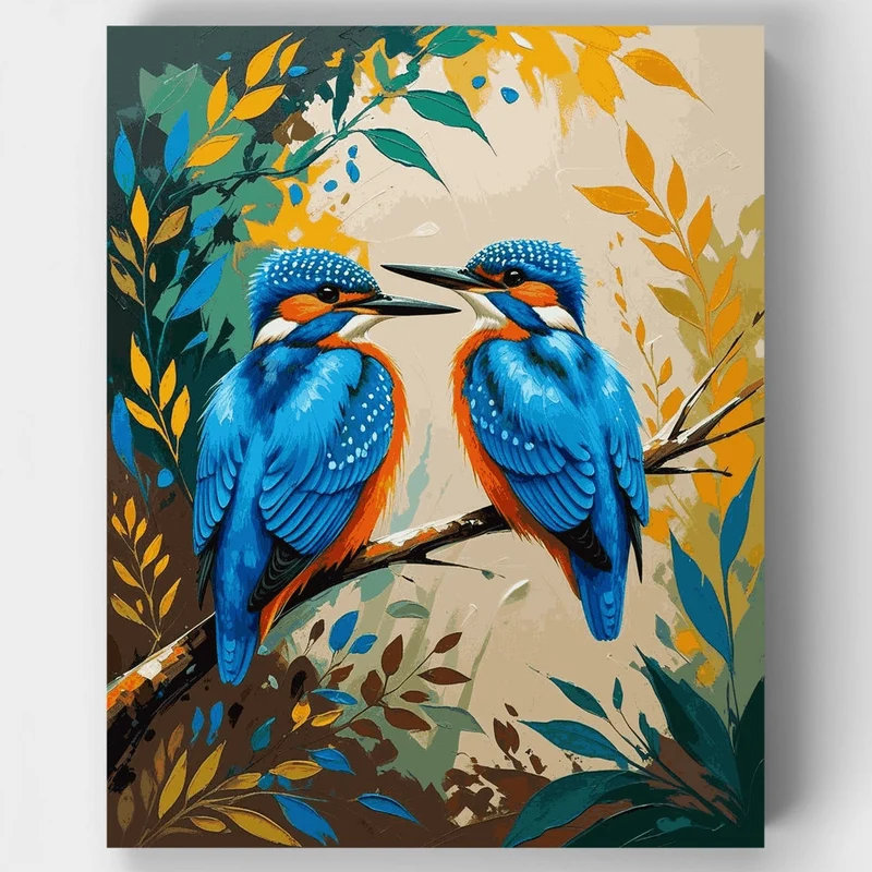 Two Kingfishers - Paint by Numbers Kit