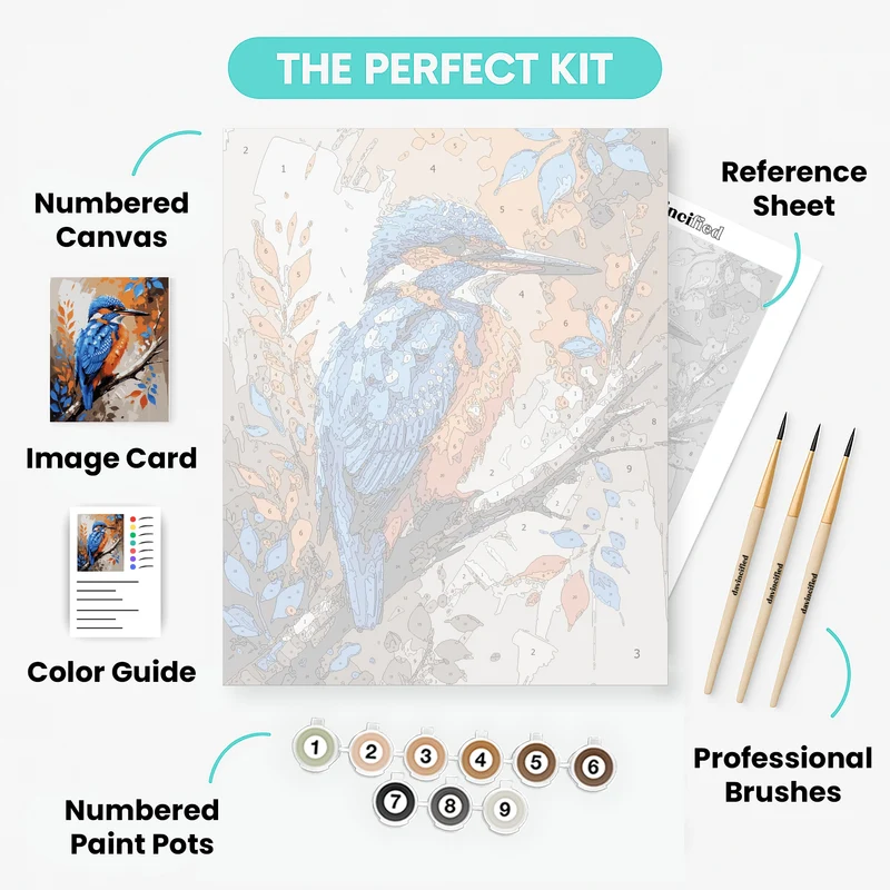 Vibrant Kingfisher Bird - Paint by Numbers Kit