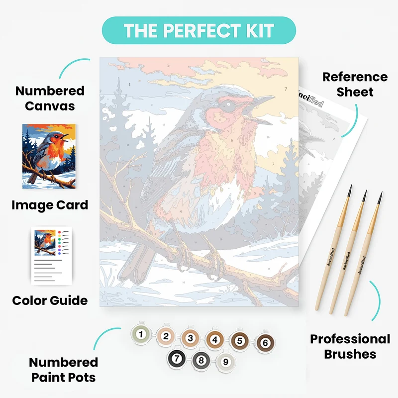 Singing Robin in Winter - Paint by Numbers Kit