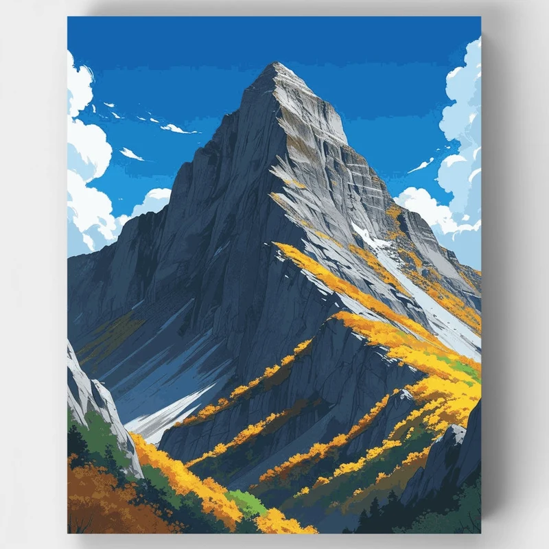 Majestic Mountain Peak with Autumn Colors - Paint by Numbers Kit