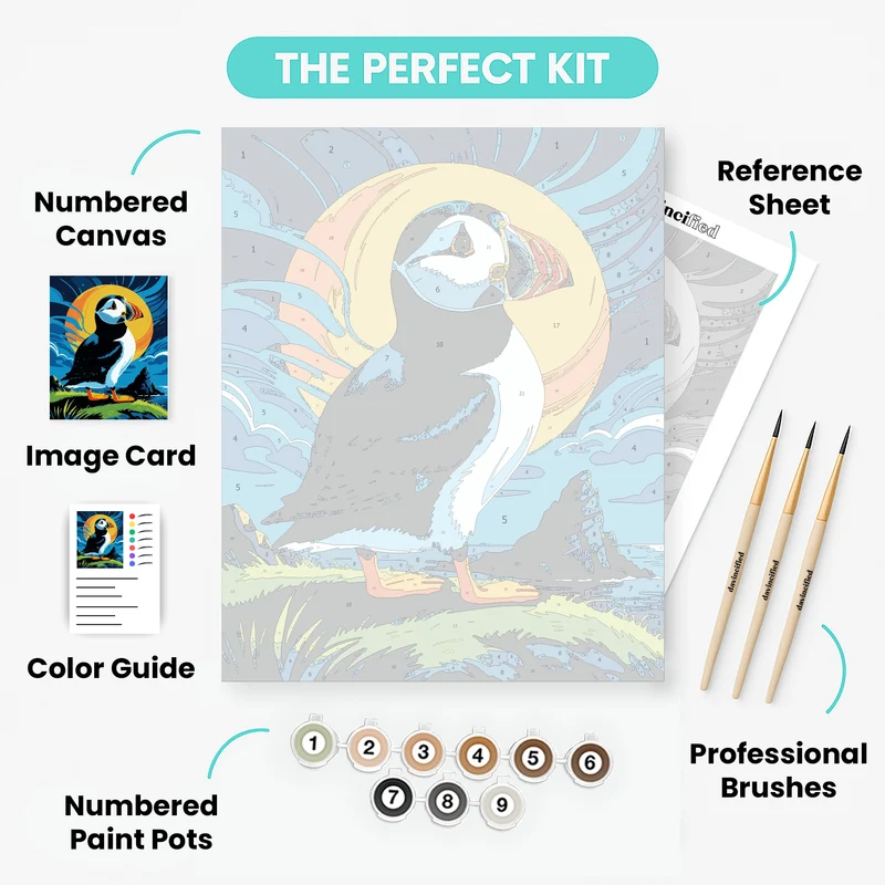 Atlantic Puffin Sunset - Paint by Numbers Kit
