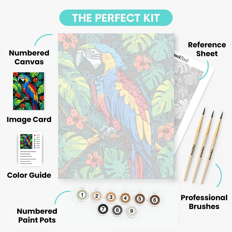 Tropical Macaw in Paradise - Paint by Numbers Kit