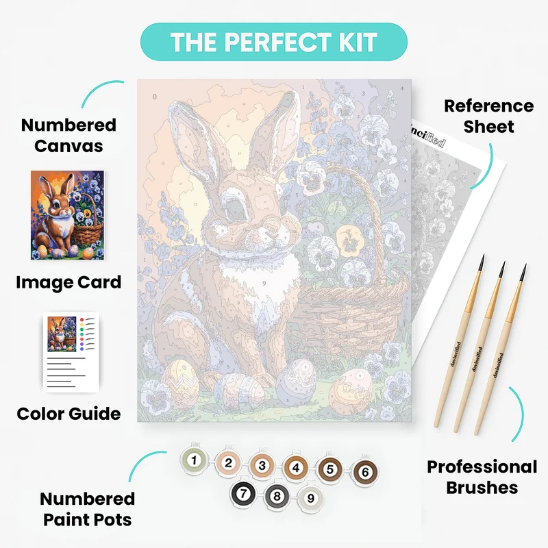 Easter Bunny with Flowers - Paint by Numbers Kit