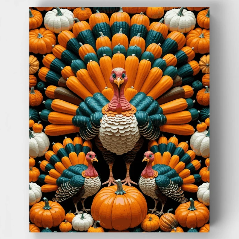 Pumpkin Turkey Harvest - Paint by Numbers Kit