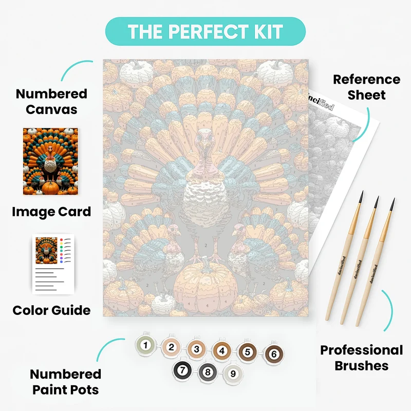 Pumpkin Turkey Harvest - Paint by Numbers Kit