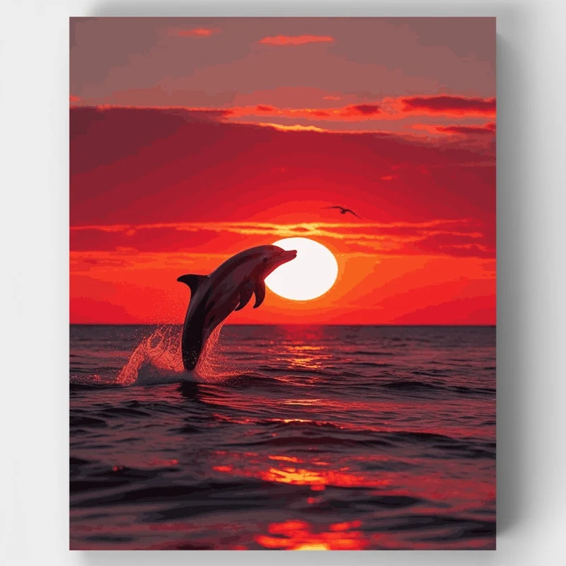 Dolphin Sunset Leap - Paint by Numbers Kit