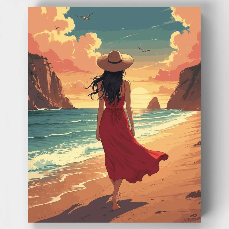 Sunset Beach Stroll - Paint by Numbers Kit
