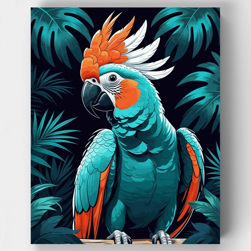 Tropical Cockatoo with Orange Crest - Paint by Numbers Kit