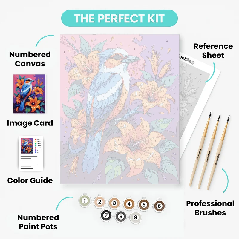 Vibrant Kingfisher with Orange Lilies - Paint by Numbers Kit