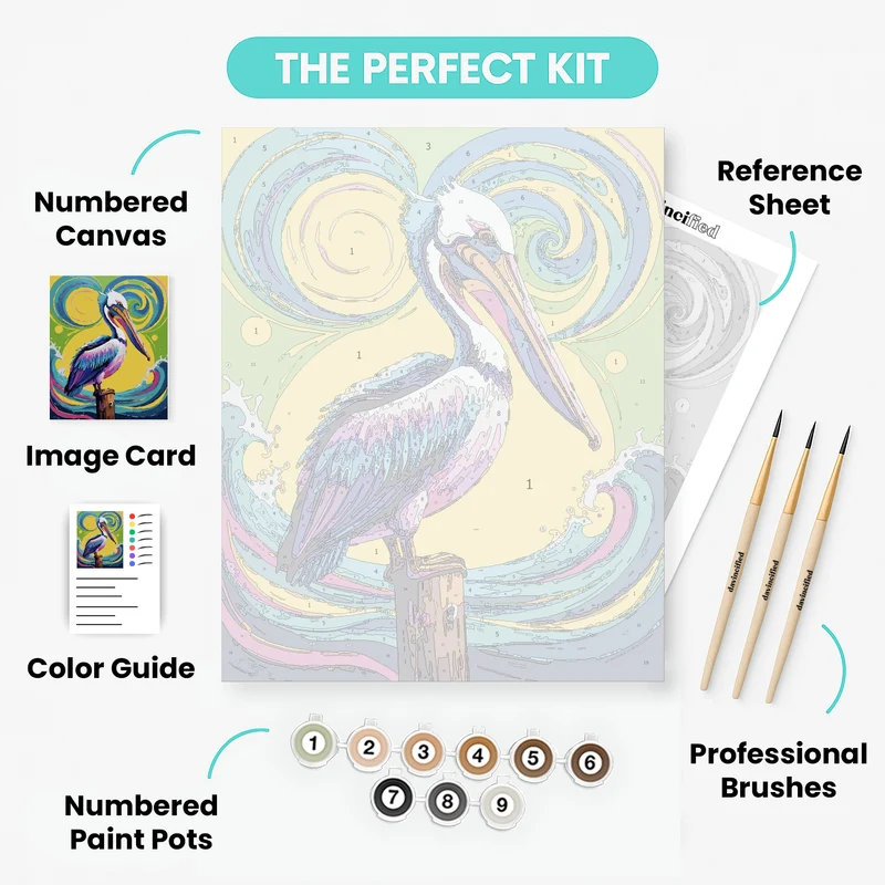Vibrant Pelican on Pier - Paint by Numbers Kit