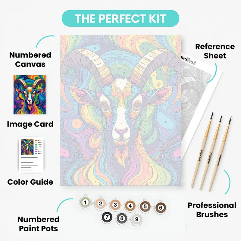 Psychedelic Rainbow Goat - Paint by Numbers Kit