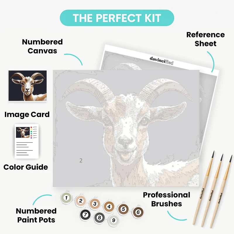 Cheerful Goat with Curved Horns - Paint by Numbers Kit