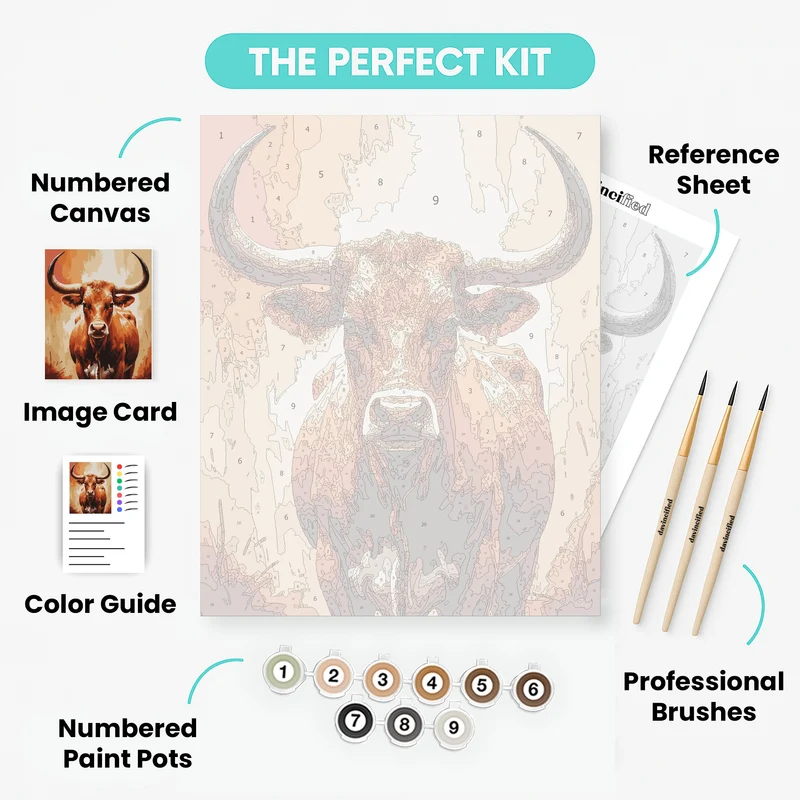 Majestic Orange Longhorn Bull - Paint by Numbers Kit