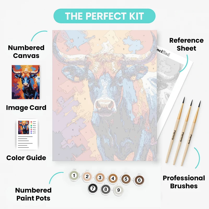 Colorful Bull - Paint by Numbers Kit