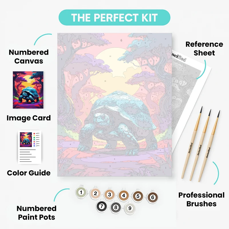 Vibrant Tortoise at Sunset - Paint by Numbers Kit